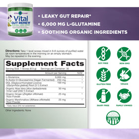 Vital Planet Vital Gut Renew Poudre 6000mg L-Glutamine ingrédients