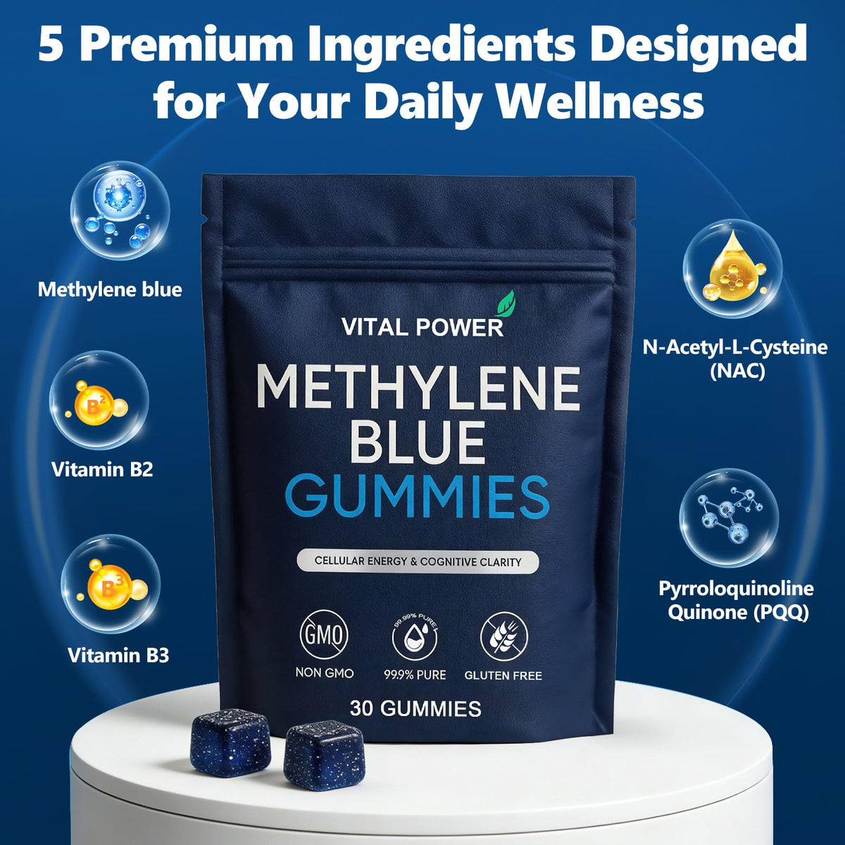 VITAL POWER Gummies Methylene Bleue emballage et contenu