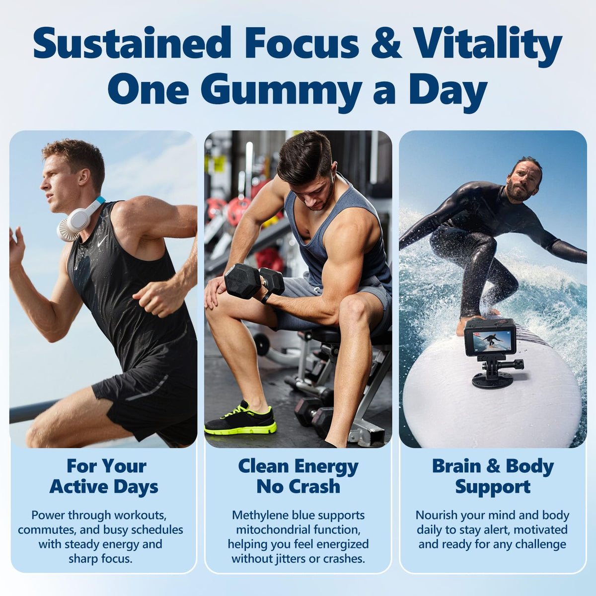 VITAL POWER Gummies Methylene Bleue sur une table avec des livres et un ordinateur