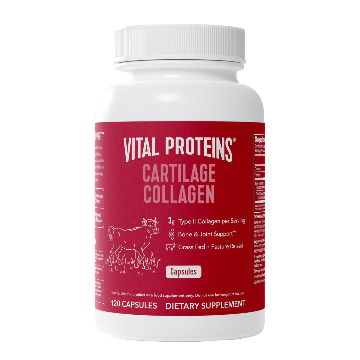 Vital Proteins Collagène de Cartilage Type II 120 Capsules vue de face