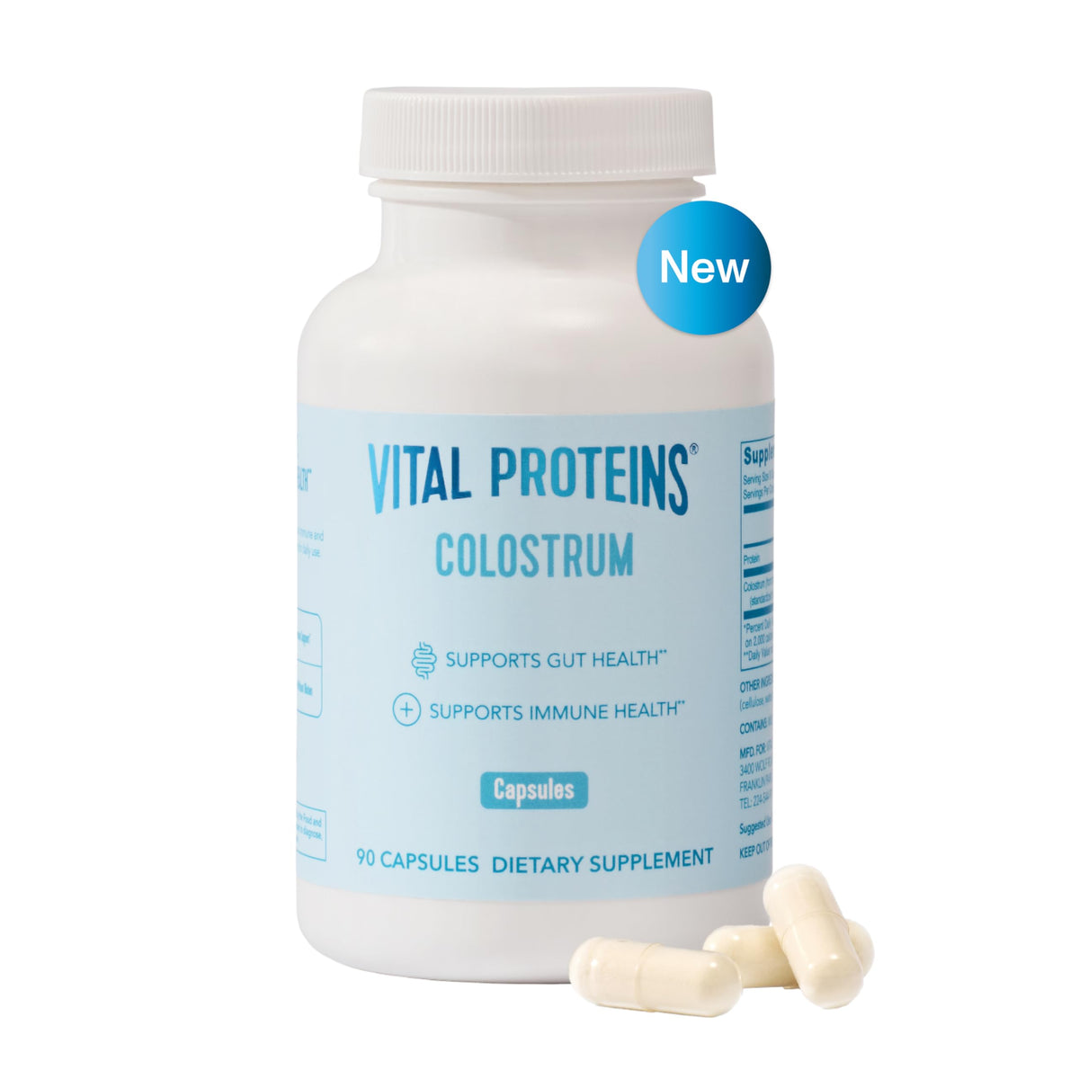 Vital Proteins Colostrum Bovine 90 Capsules vue de face