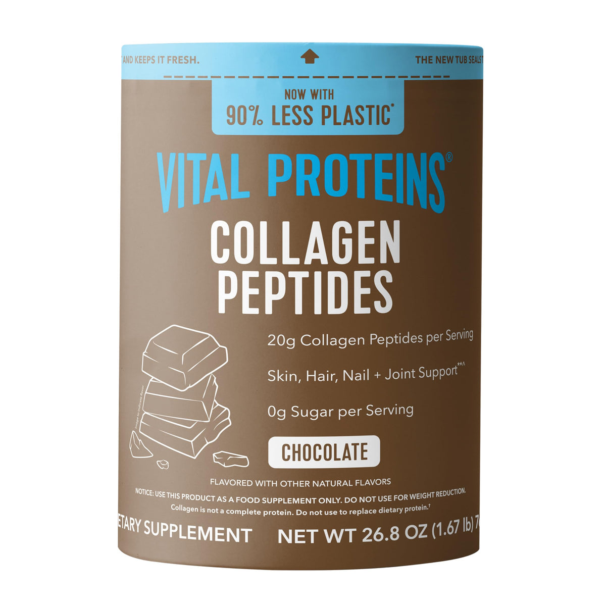 Vital Proteins Poudre de Collagène Peptides Chocolat 830g - vue avant