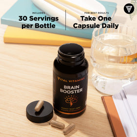 Vital Vitamins Complément Alimentaire Cerveau 30 Capsules, en situation d'étude