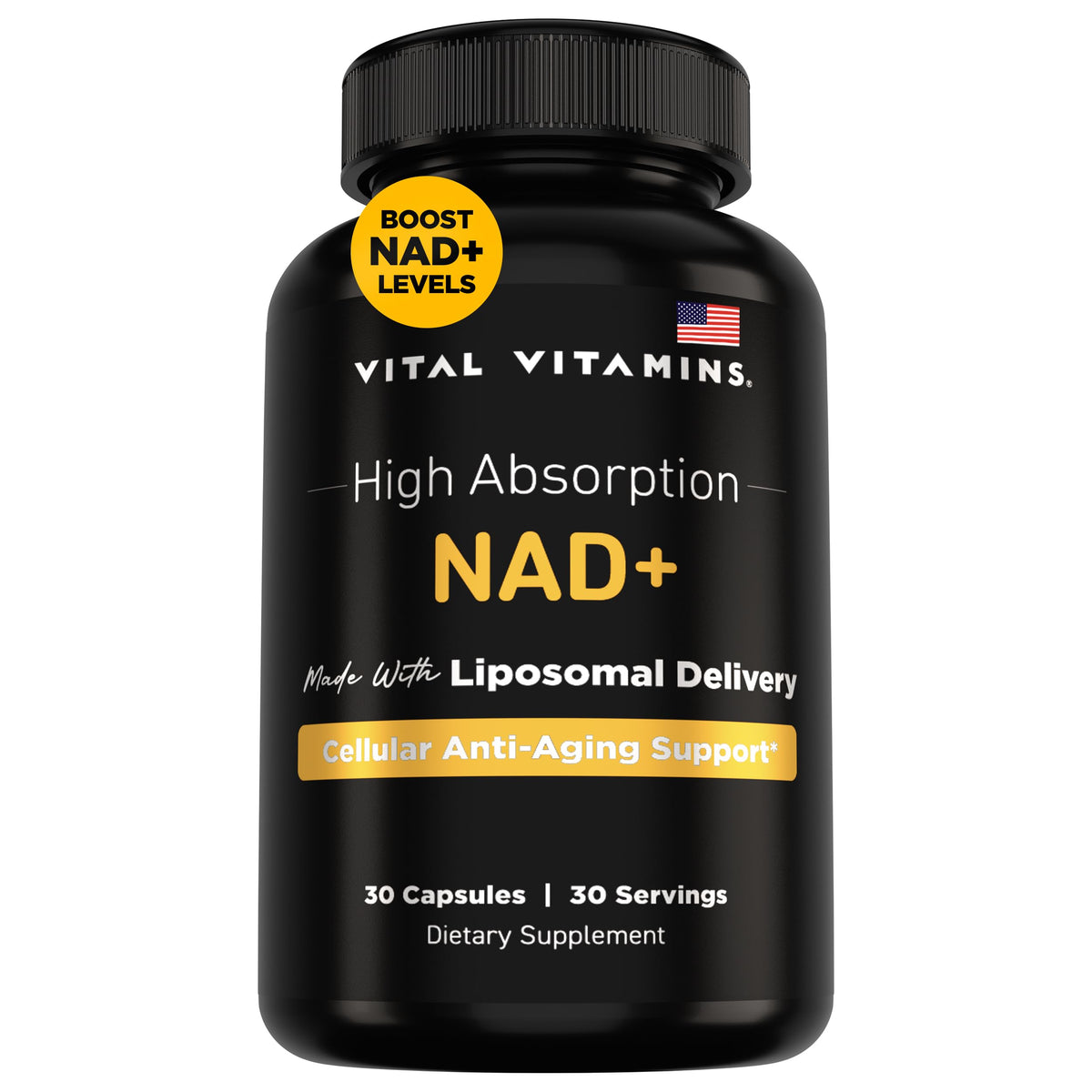 Vital Vitamins Complément Alimentaire NAD+ 500mg Liposomal, vue de face