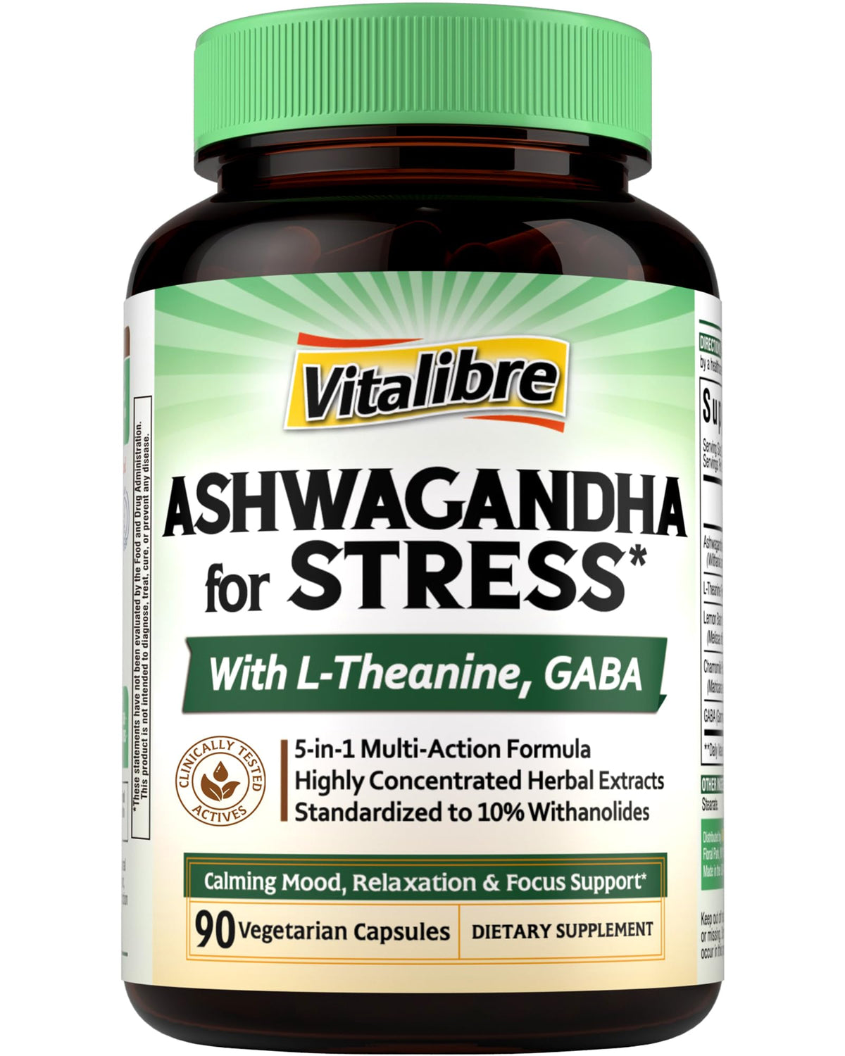 Vitalibre Ashwagandha 400 mg 90 capsules végétales en boîte
