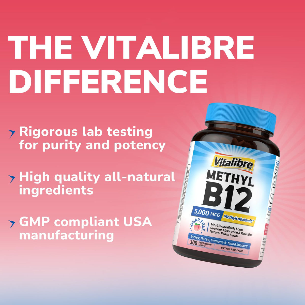 Vitalibre B12 5000 mcg avec ingrédients naturels