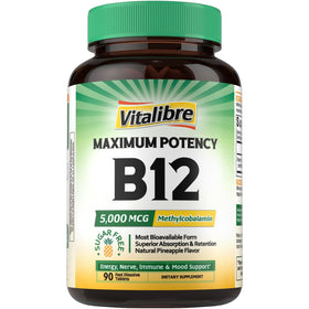 Vitalibre B12 5000 mcg comprimés sublinguaux au goût ananas