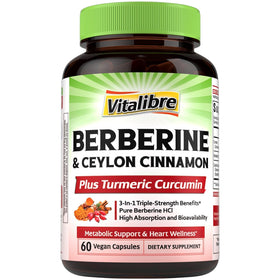 Vitalibre Berbérine 200 mg avec Cannelle de Ceylan et Curcuma - vue de face