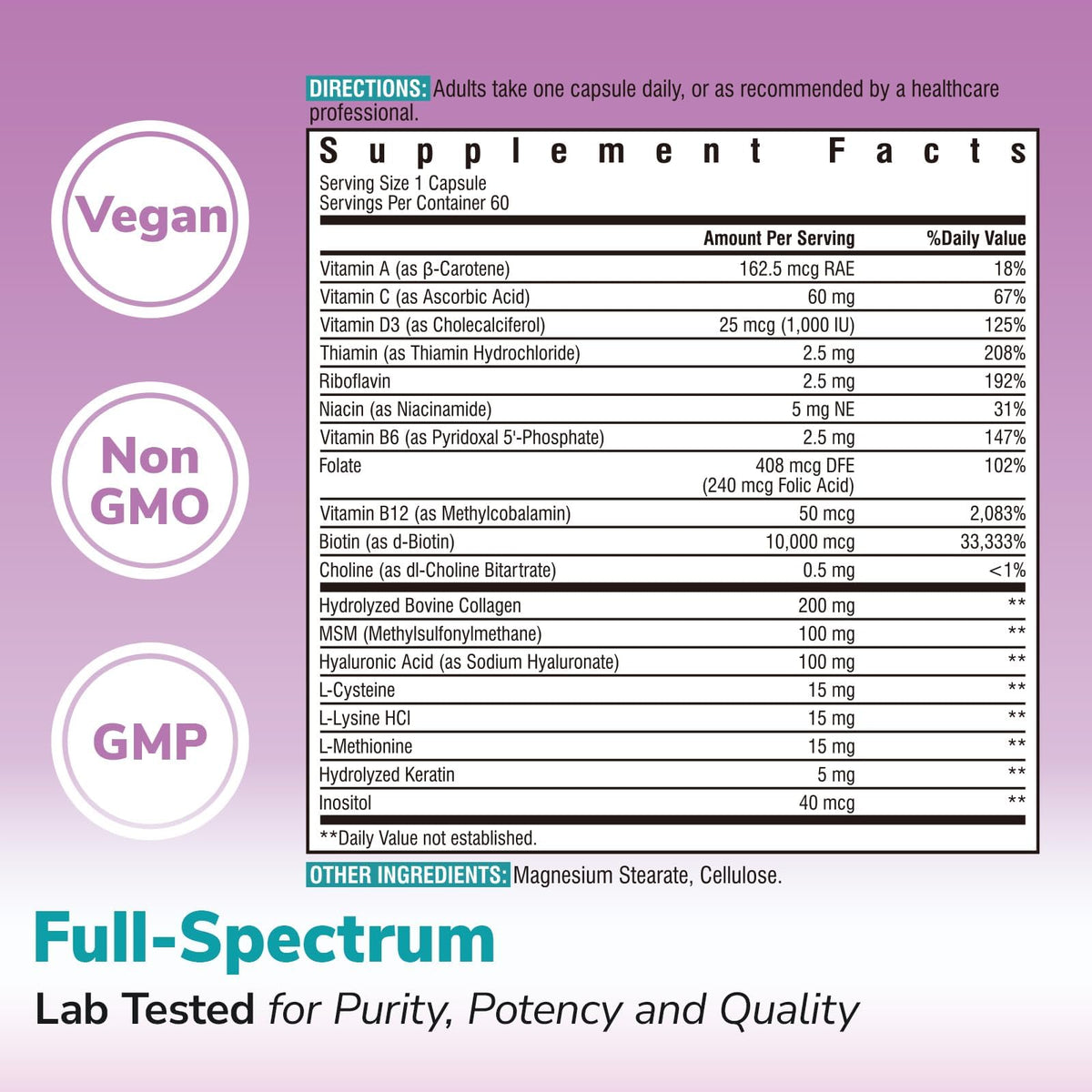 Vitalibre Biotine 10000mcg gélules sur fond blanc