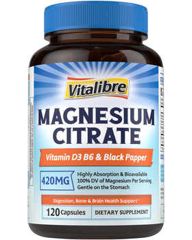Vitalibre Capsules de Citrate de Magnésium 420 mg - vue de face
