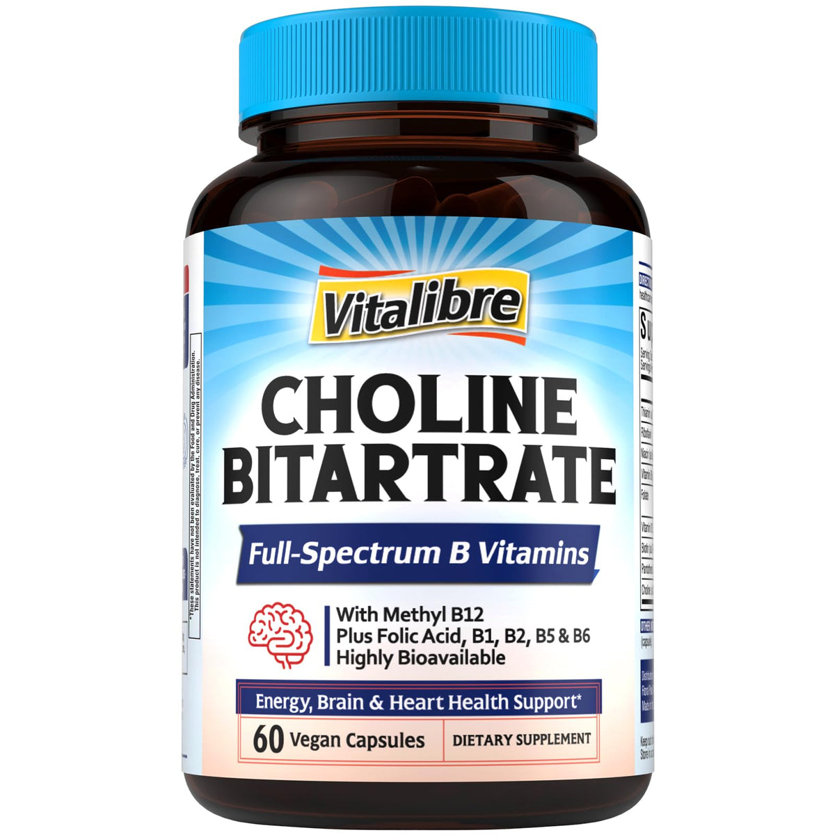Vitalibre Choline Bitartrate 300mg gélules végétaliennes, avant
