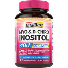 Vitalibre Complément Alimentaire Inositol 80 Capsules Végétales - Vue de face