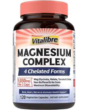 Vitalibre Complément de Magnésium Complexe 120 capsules végétales, vue de face