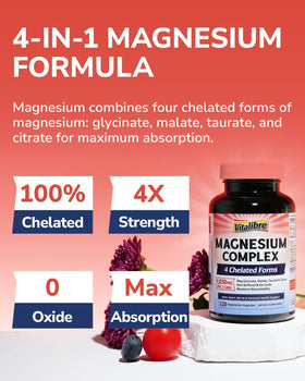 Vitalibre Complément de Magnésium Complexe, capsules végétales dans un bol