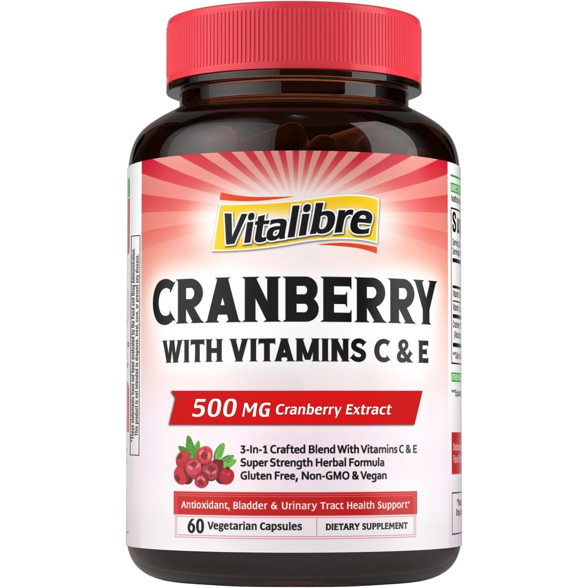Vitalibre Compléments Alimentaires Canneberge 500 mg vue de face