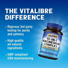 Vitalibre Complexe de Magnésium 10 en 1 420mg avec des ingrédients