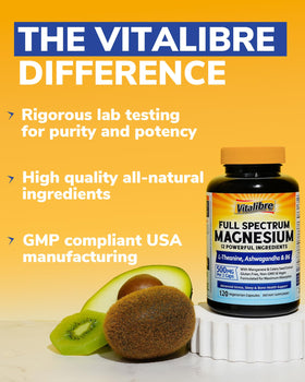 Vitalibre Complexe Magnésium 500mg 120 capsules végétales côté