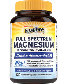 Vitalibre Complexe Magnésium 500mg 120 capsules végétales vue de face