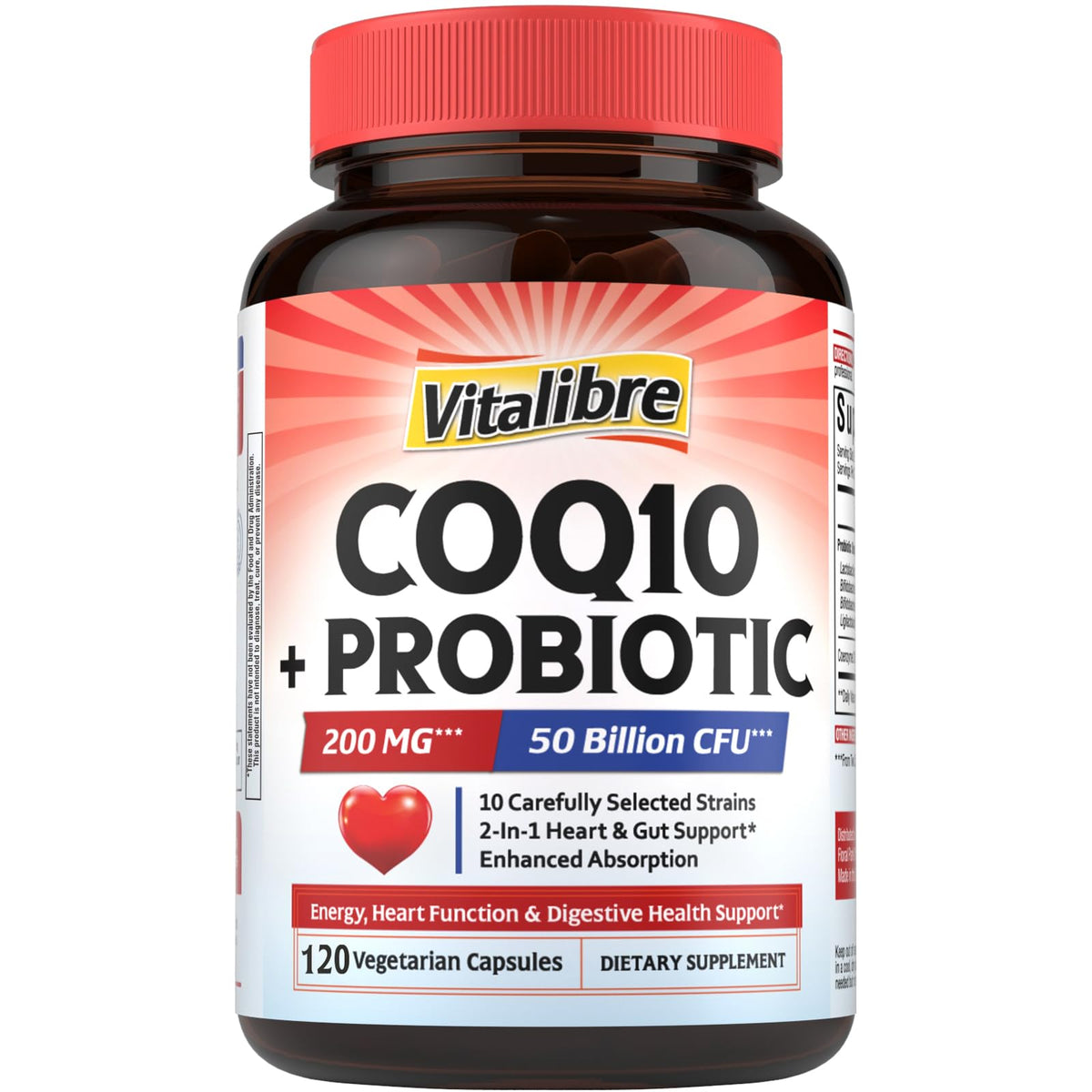 Vitalibre CoQ10 200 mg 120 capsules végétales vue de face