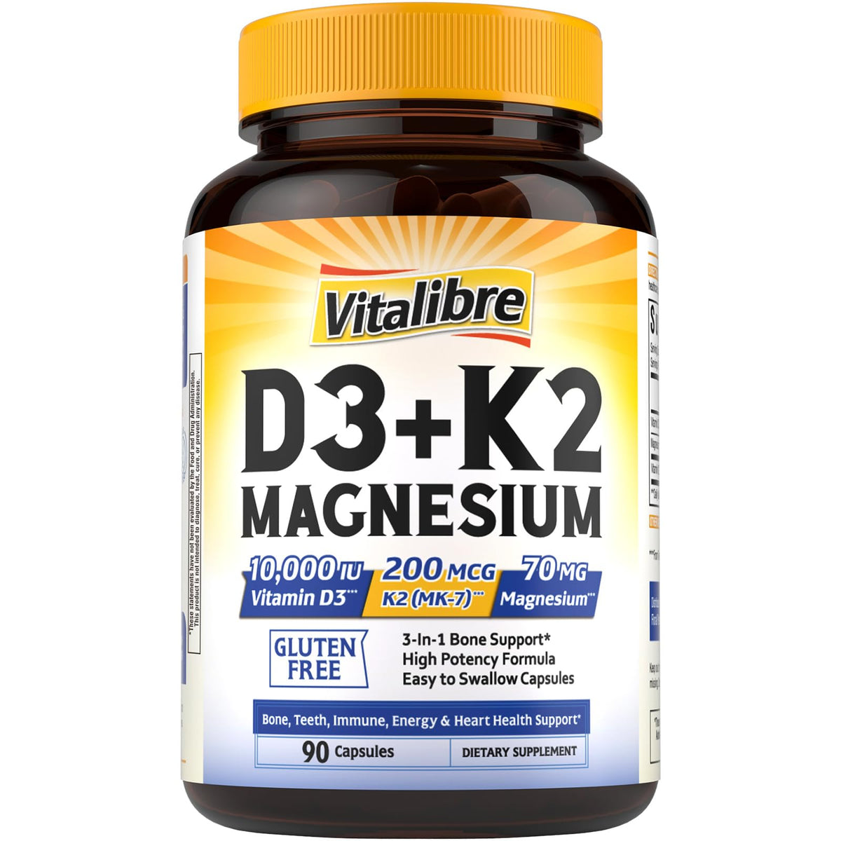 Vitalibre D3 K2 10000 UI 90 capsules vue de face