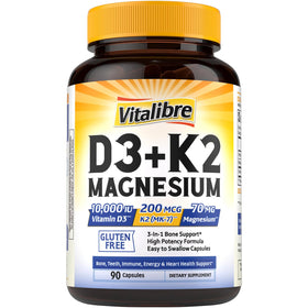 Vitalibre D3 K2 10000 UI 90 capsules vue de face