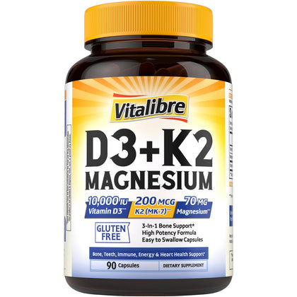 Vitalibre D3 K2 10000 UI 90 capsules vue de face