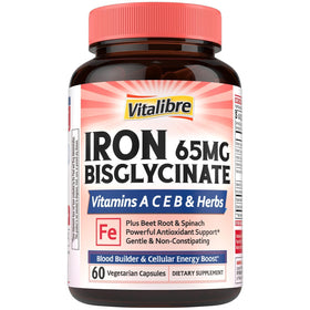 Vitalibre Fer Bisglycinate 60 capsules vue de face