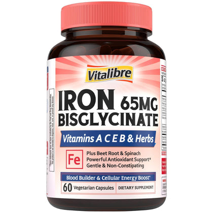 Vitalibre Fer Bisglycinate 60 capsules vue de face