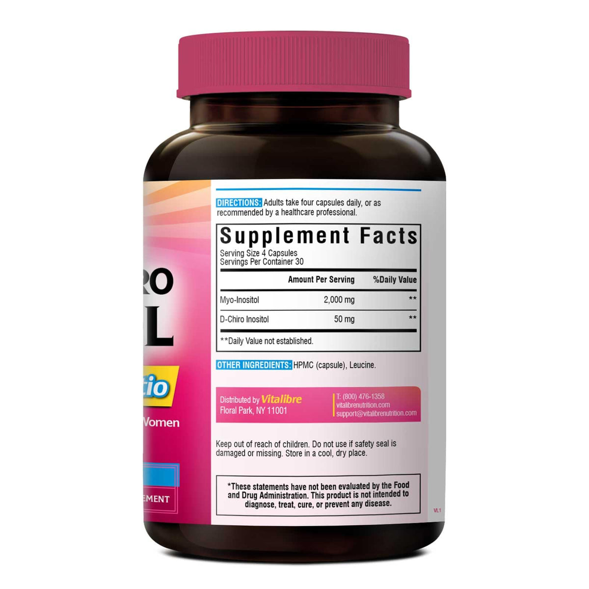Vitalibre Inositol, vue rapprochée des capsules