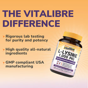 Vitalibre L-Lysine 1000 mg, comprimés dans la main