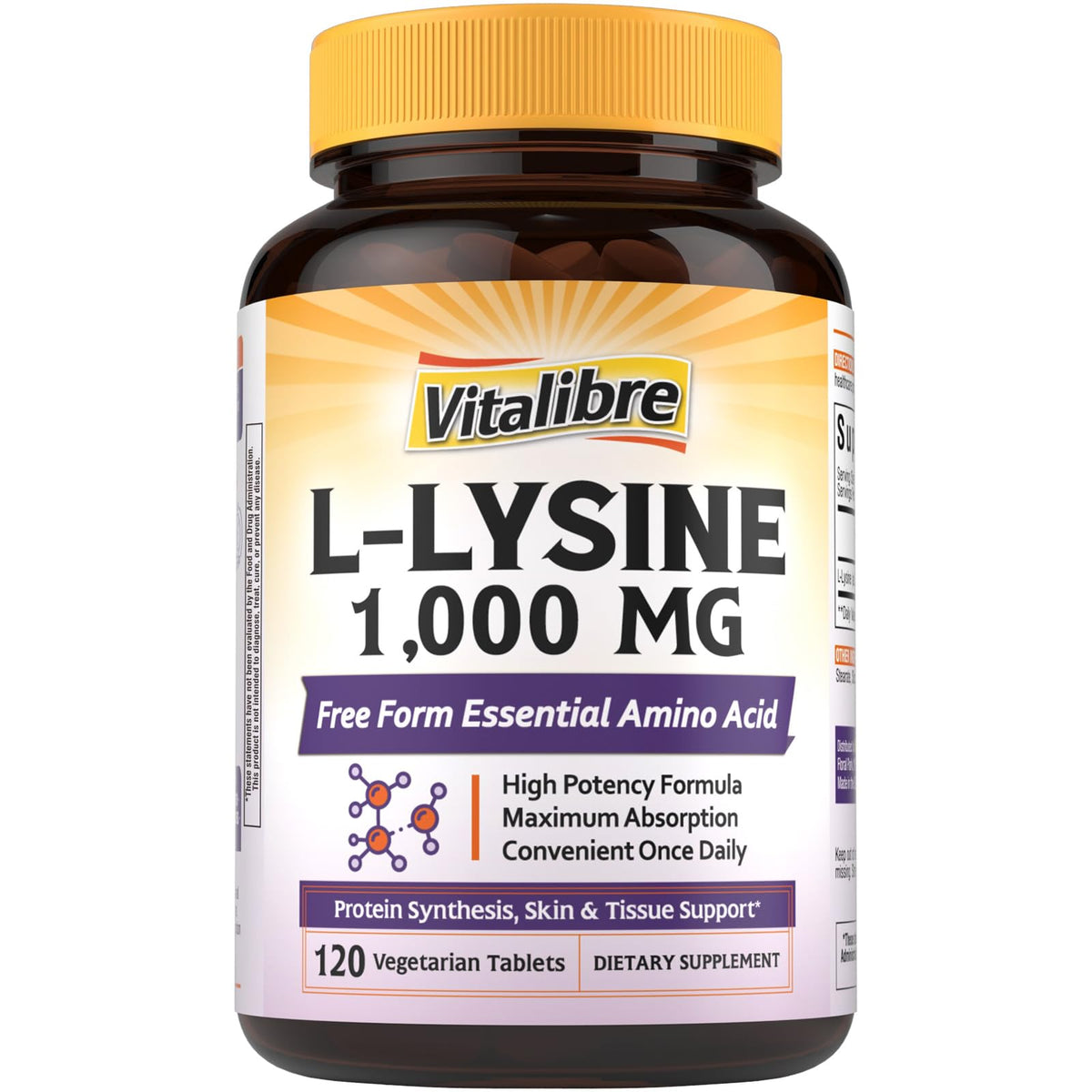 Vitalibre L-Lysine 1000 mg comprimés, vue de face