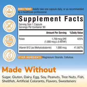 Vitalibre Methyl Folate 1000 mcg capsules de près