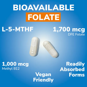 Vitalibre Methyl Folate 1000 mcg capsules sur une table