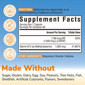 Vitalibre Methyl Folate 1000 mcg gélules sur fond blanc