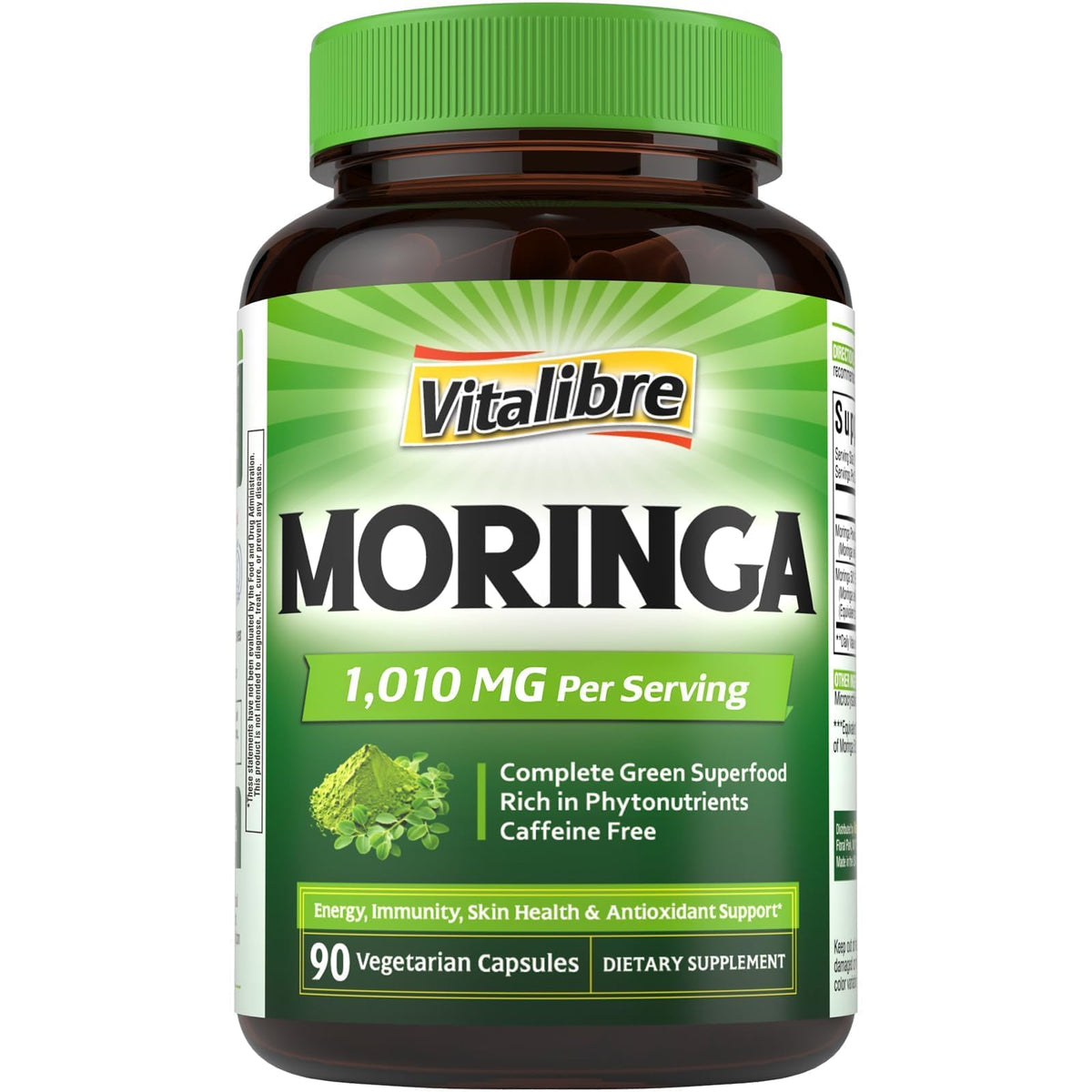 Vitalibre Moringa 1 010 mg, 90 capsules végétaliennes en boîte
