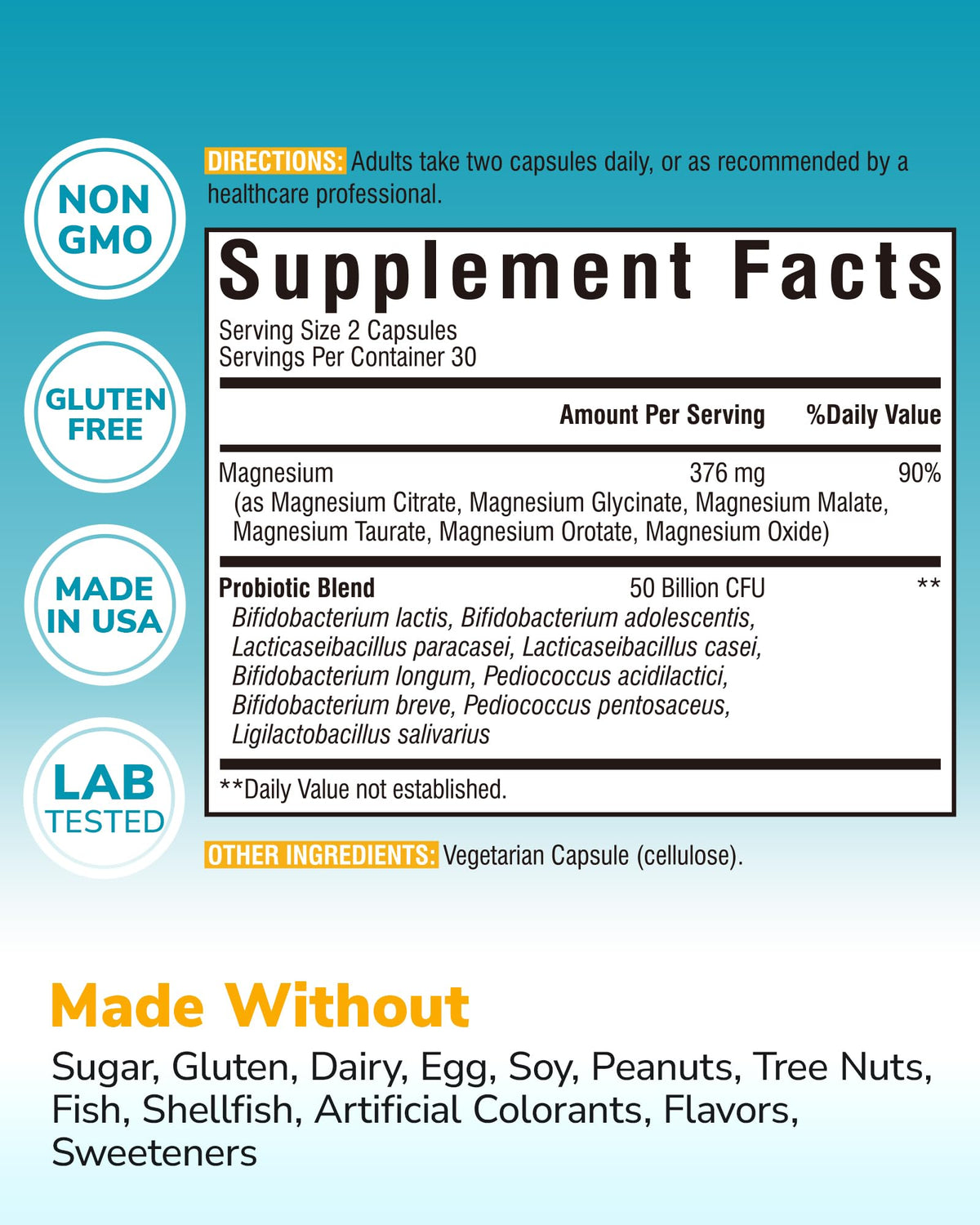 Vitalibre Probiotique 60 Capsules Végétales avec étiquette