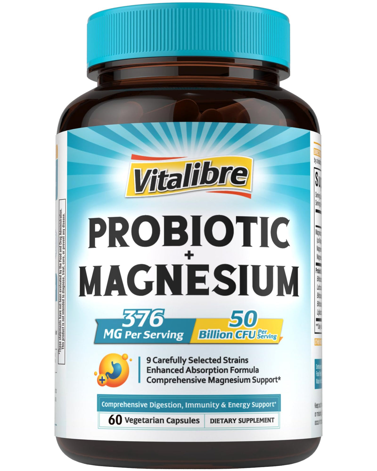 Vitalibre Probiotique 60 Capsules Végétales vue de face