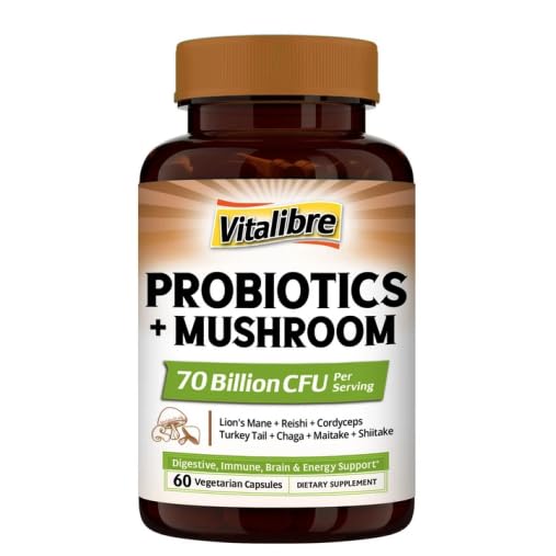Vitalibre Probiotiques + Champignons 1000 mg, 60 capsules végétales en boîte