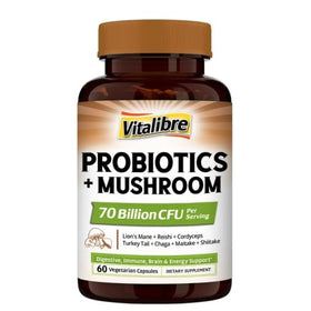 Vitalibre Probiotiques + Champignons 1000 mg, 60 capsules végétales en boîte
