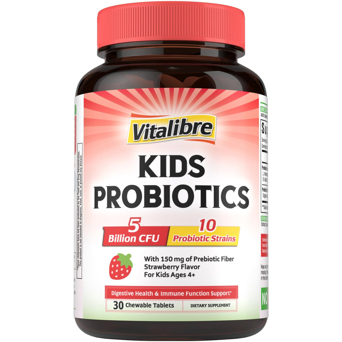 Vitalibre Probiotiques Enfants 5 Milliards CFU comprimés à croquer goût fraise