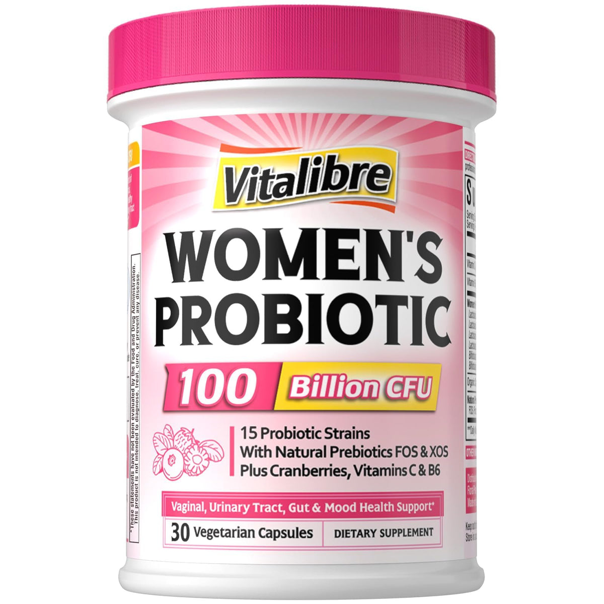 Vitalibre Probiotiques Femmes 100 Milliards CFU avant de la boîte