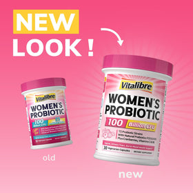 Vitalibre Probiotiques Femmes 100 Milliards CFU en gros plan sur les capsules