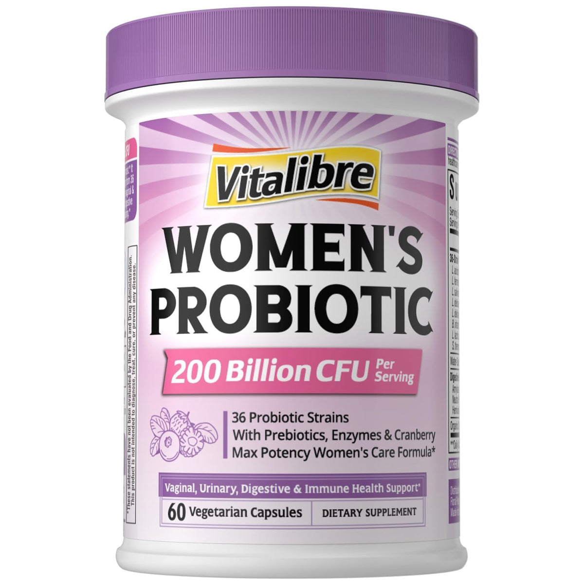 Vitalibre Probiotiques pour Femmes 200 Milliards CFU, vue de face