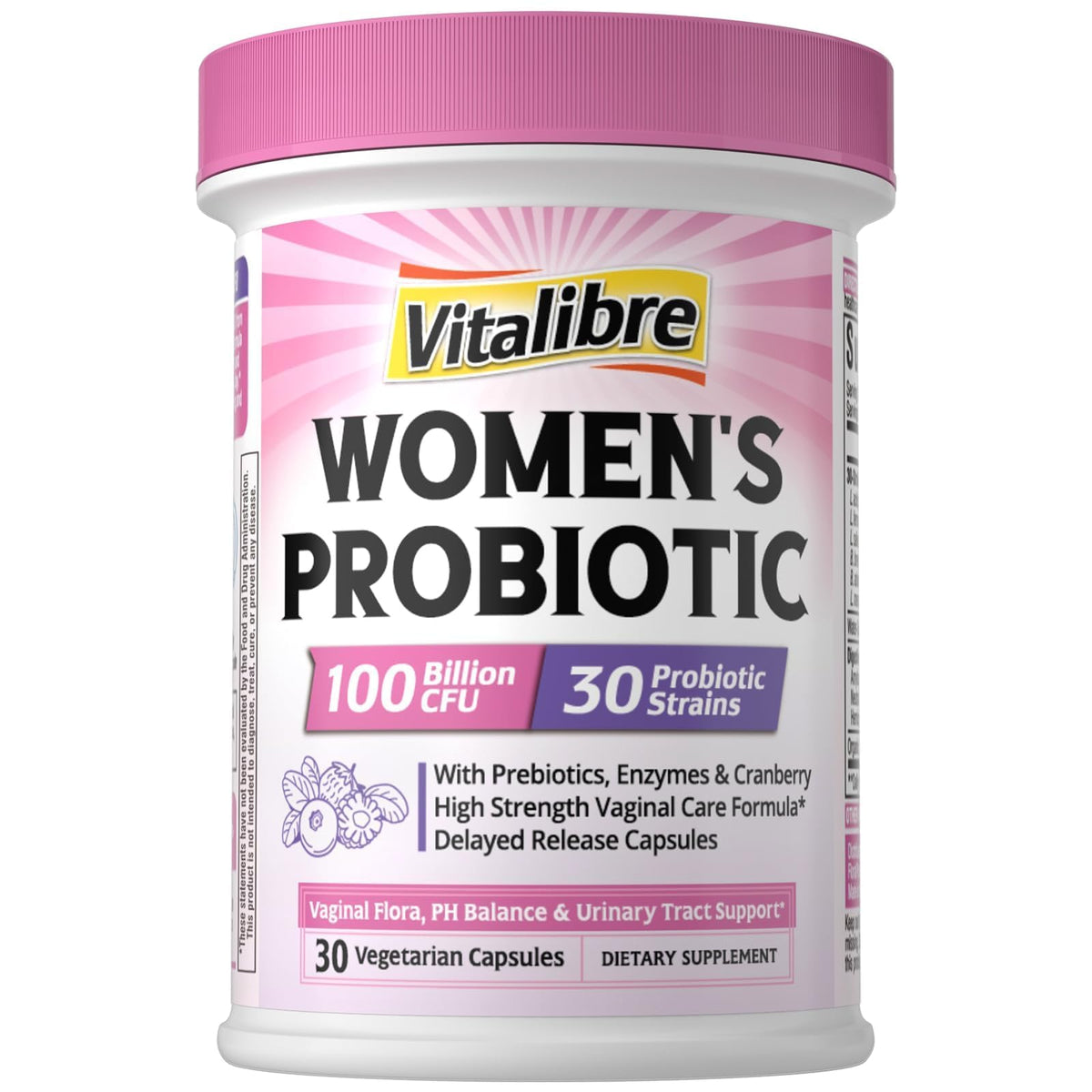 Vitalibre Probiotiques pour Femmes 30 Souches 100B CFU - vue de face