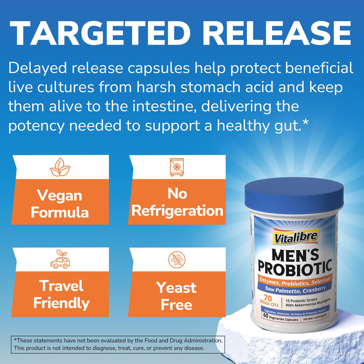 Vitalibre Probiotiques pour Hommes capsules sur une table