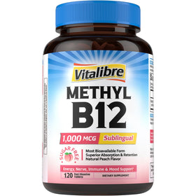 Vitalibre Vitamine B12 1000 mcg comprimés fondants saveur pêche devant