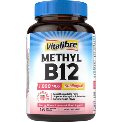 Vitalibre Vitamine B12 1000 mcg comprimés fondants saveur pêche devant
