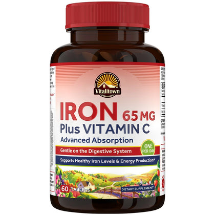 Vitalitown Fer 65 mg 60 comprimés, vue de face de l'emballage