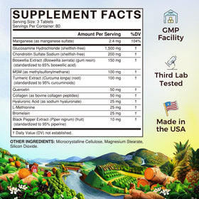 Vitalitown Glucosamine Chondroitin MSM 240 comprimés avec étiquette