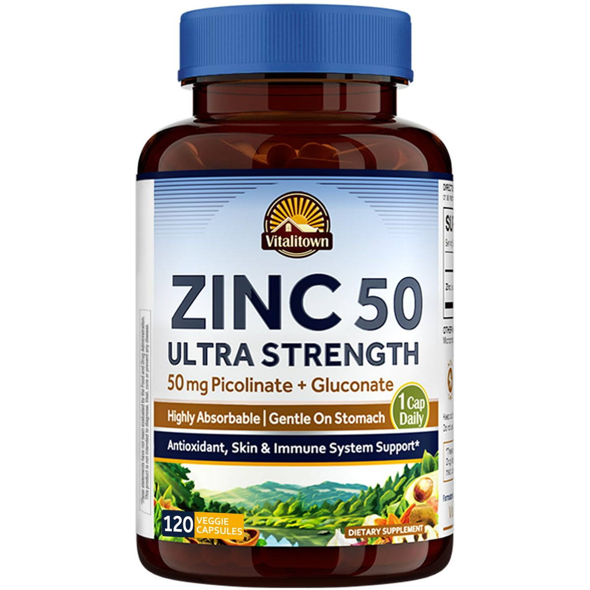 Vitalitown Zinc 50 mg 120 capsules végétales, vue de face